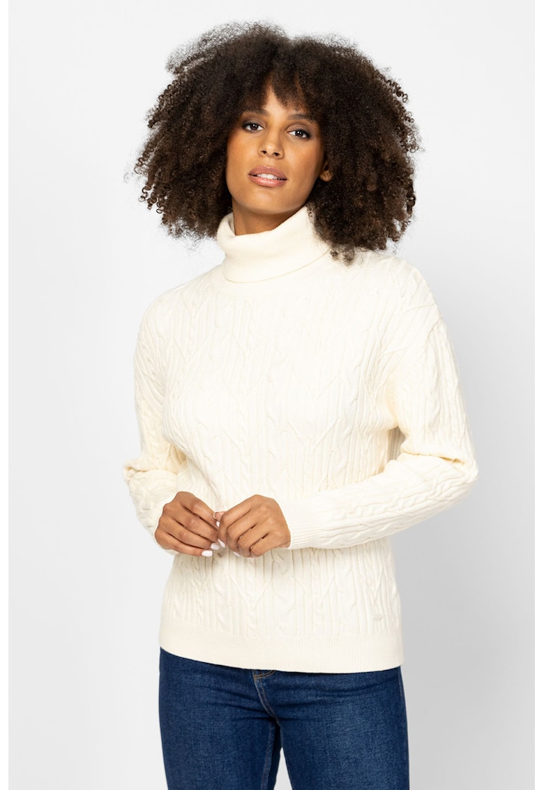 Pulover cu guler inalt si model torsade