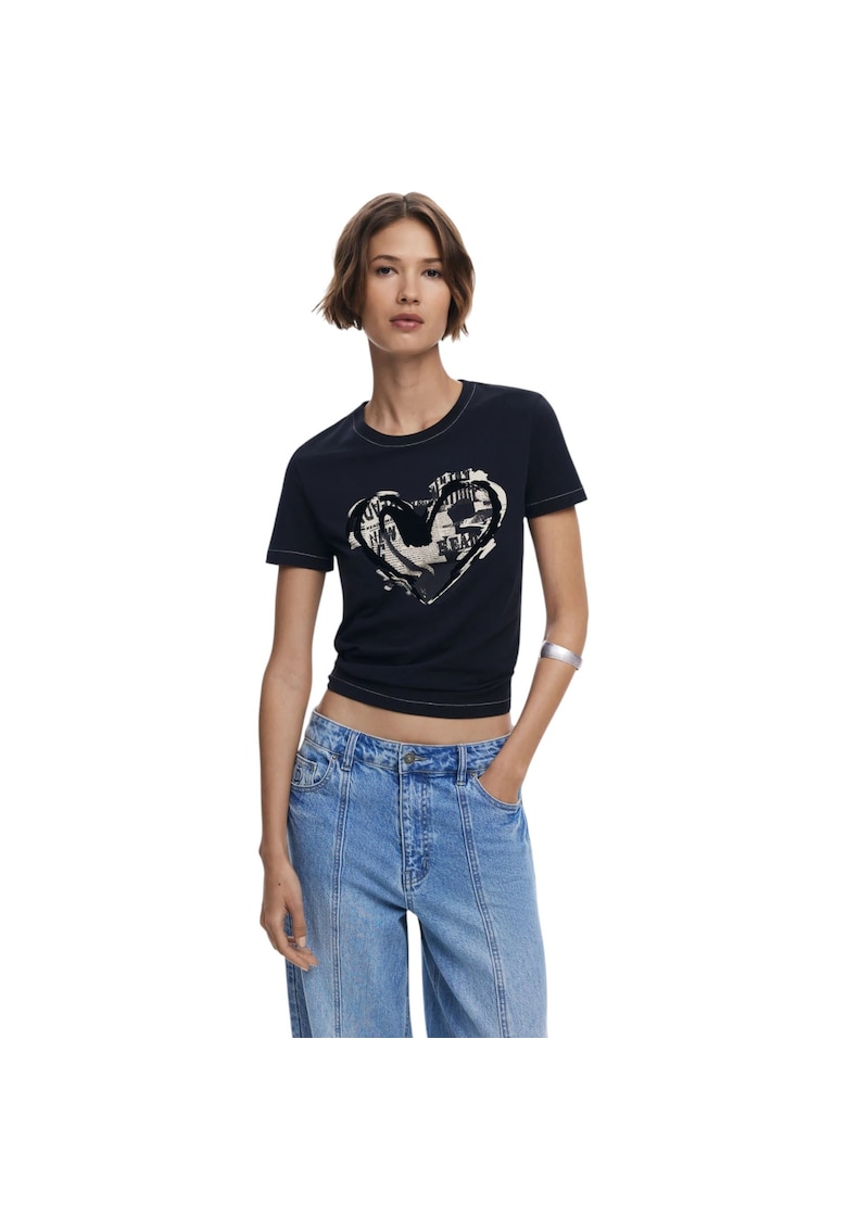 Tricou Letter Core 48974 - Negru