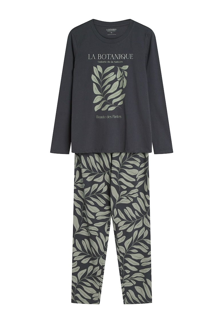 Pijama dama care combina confortul si stilul datorita aspectului lor modern si modelului floral in culori gri si verde deschis - Danna Pijama dama care combina confortul si stilul datorita aspectului lor modern si modelului floral in culori gri si verde deschis - Danna