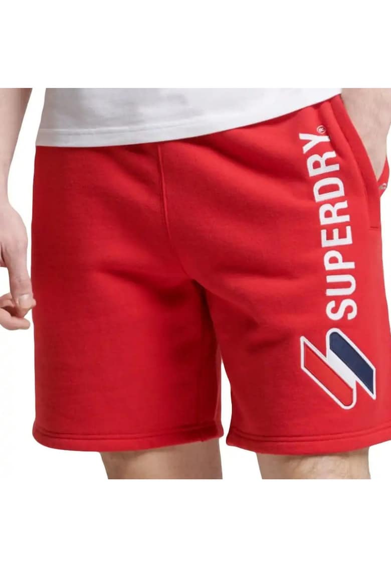 Pantaloni scurti de trening din bumbac cu logo -