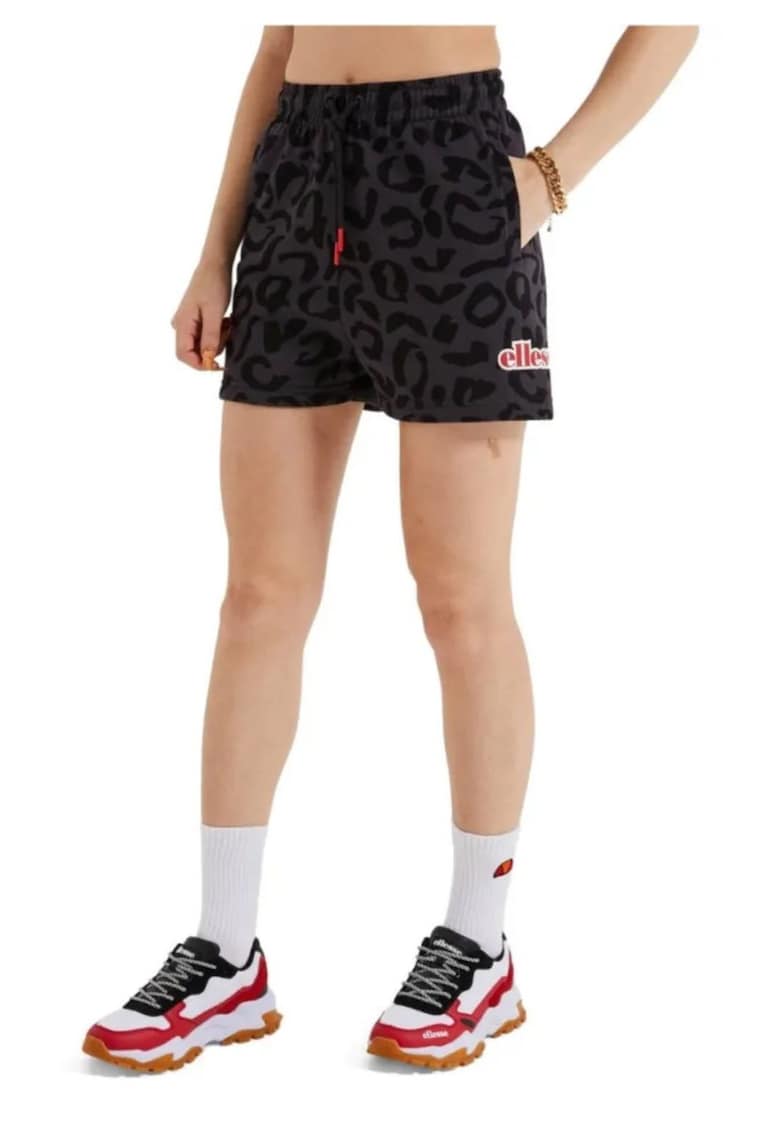 Pantaloni scurti animal print cu talia inalta -
