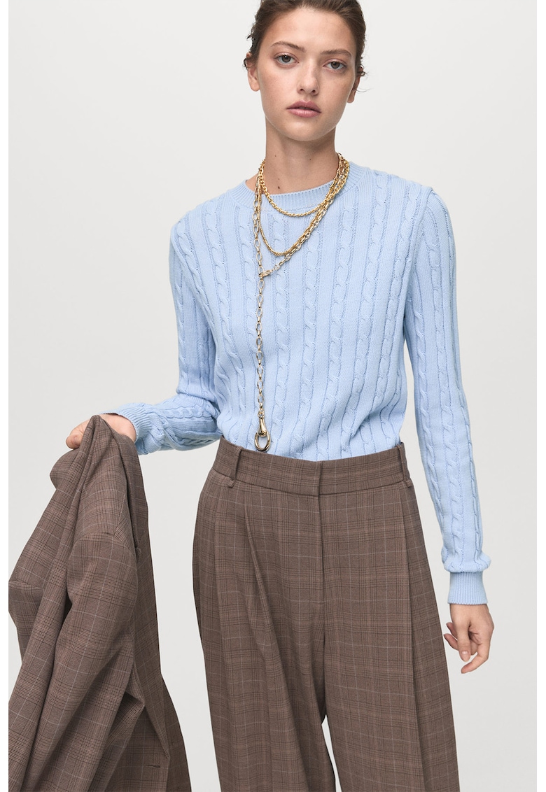 Pulover din bumbac cu model torsade