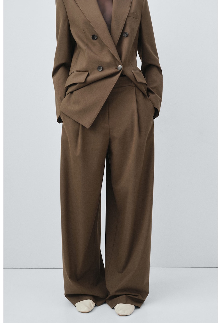 Pantaloni supradimensionati cu pliuri - Maro taupe