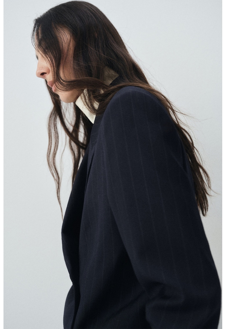 Sacou din modal si amestec de lana cu dungi