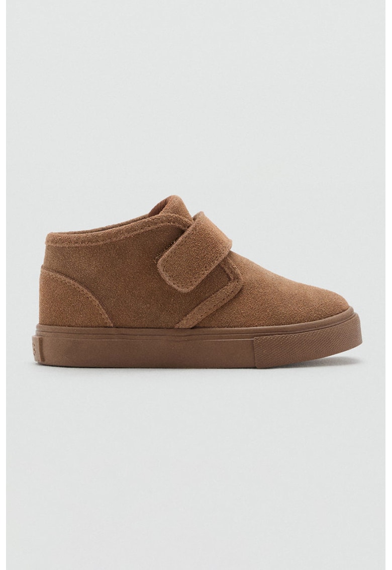 Ghete din piele intoarsa cu banda velcro - Caramel