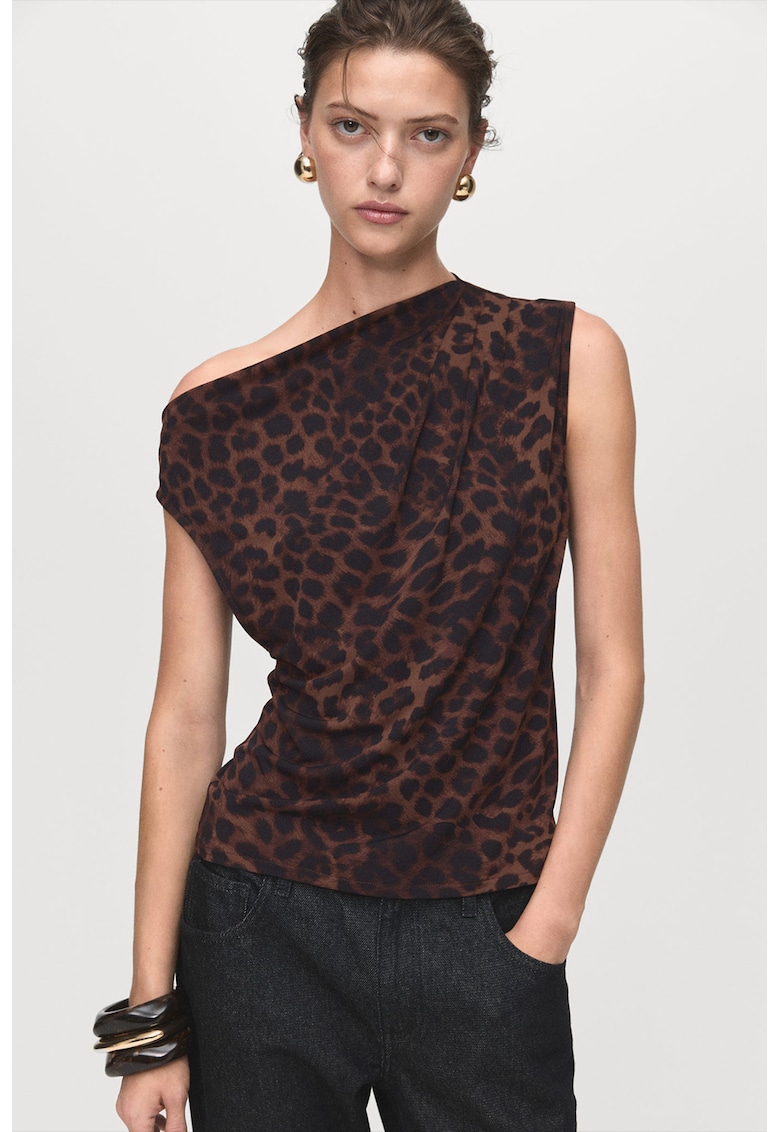 Bluza cu animal print - Maro inchis/Negru