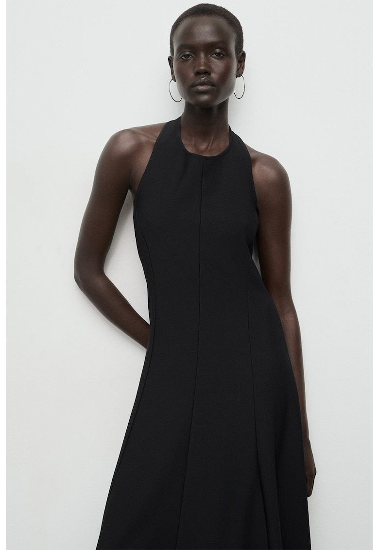 Rochie midi halter - Negru