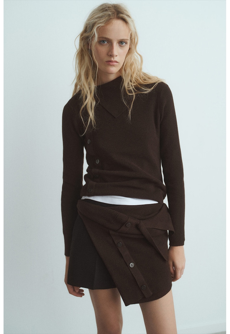 Cardigan slim-fit cu inchidere asimetrica