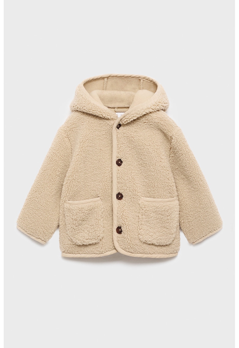 Palton din blana shearling sintetica cu buzunare aplicate