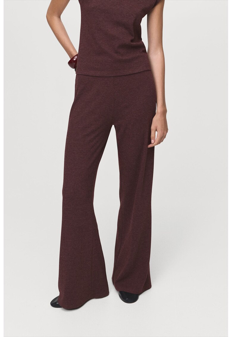 Pantaloni cu croiala ampla si talie inalta - Violet pruna
