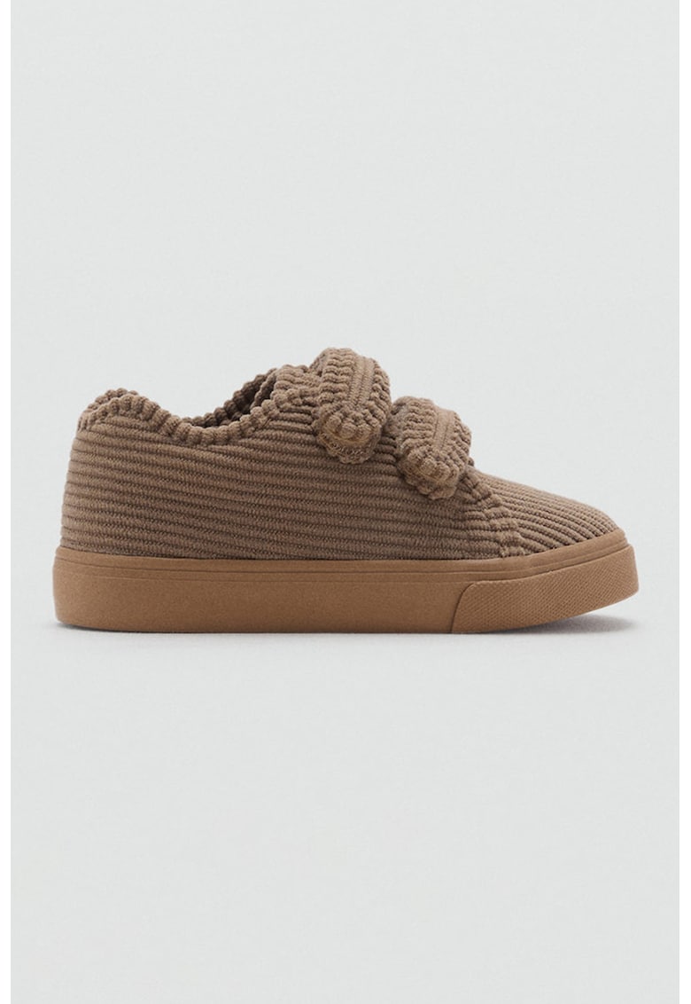 Pantofi sport din reiat cu velcro - Maro deschis