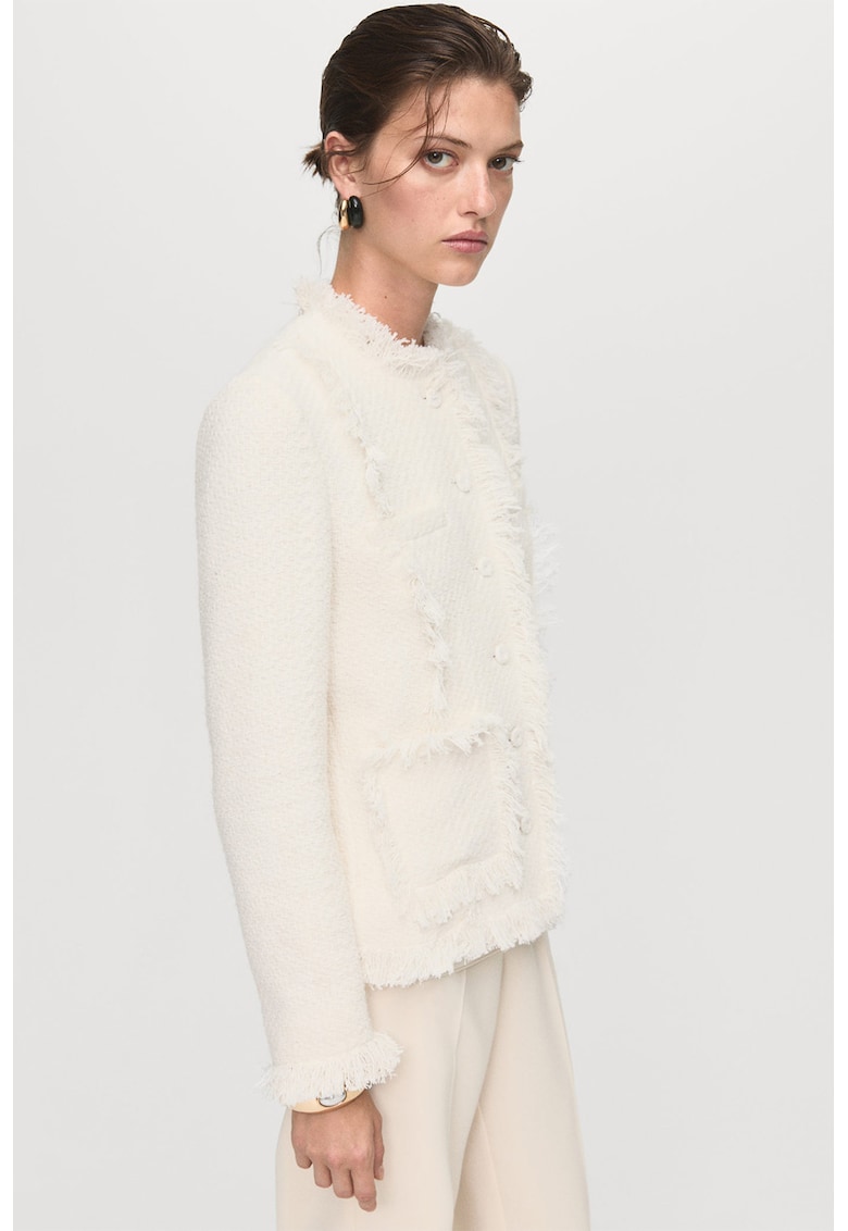 Jacheta din tuid cu terminatii franjurate