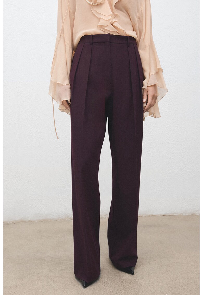 Pantaloni drepti cu talie inalta - Violet tyrian