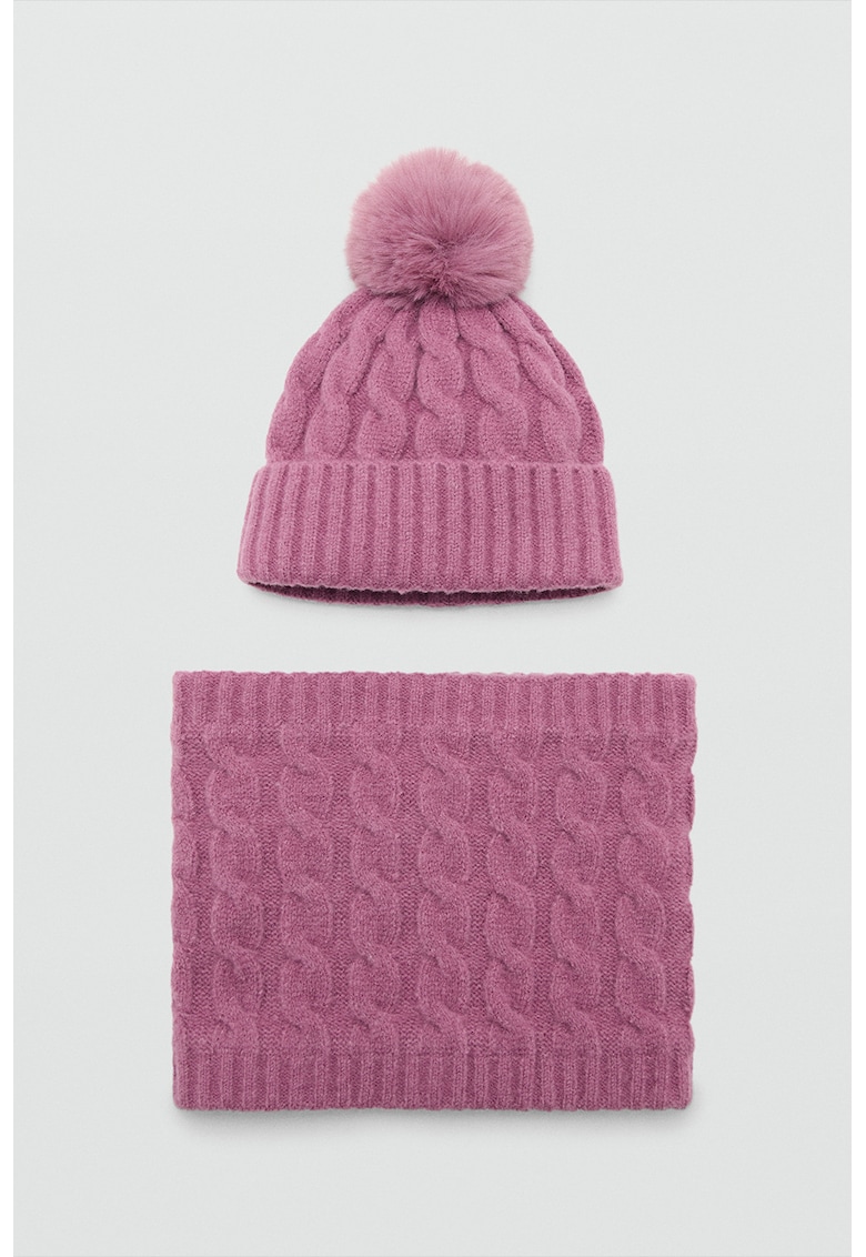 Caciula elastica cu model torsade - Roz prafuit