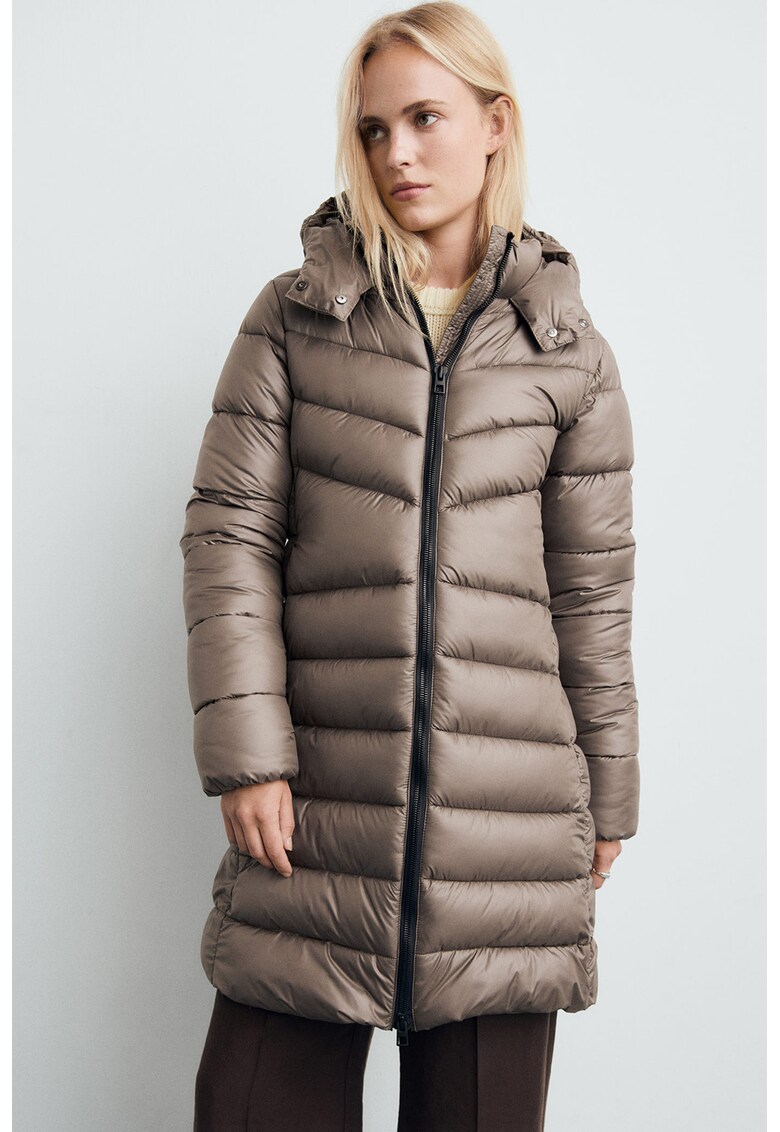 Geaca uni cu buzunare - Maro taupe