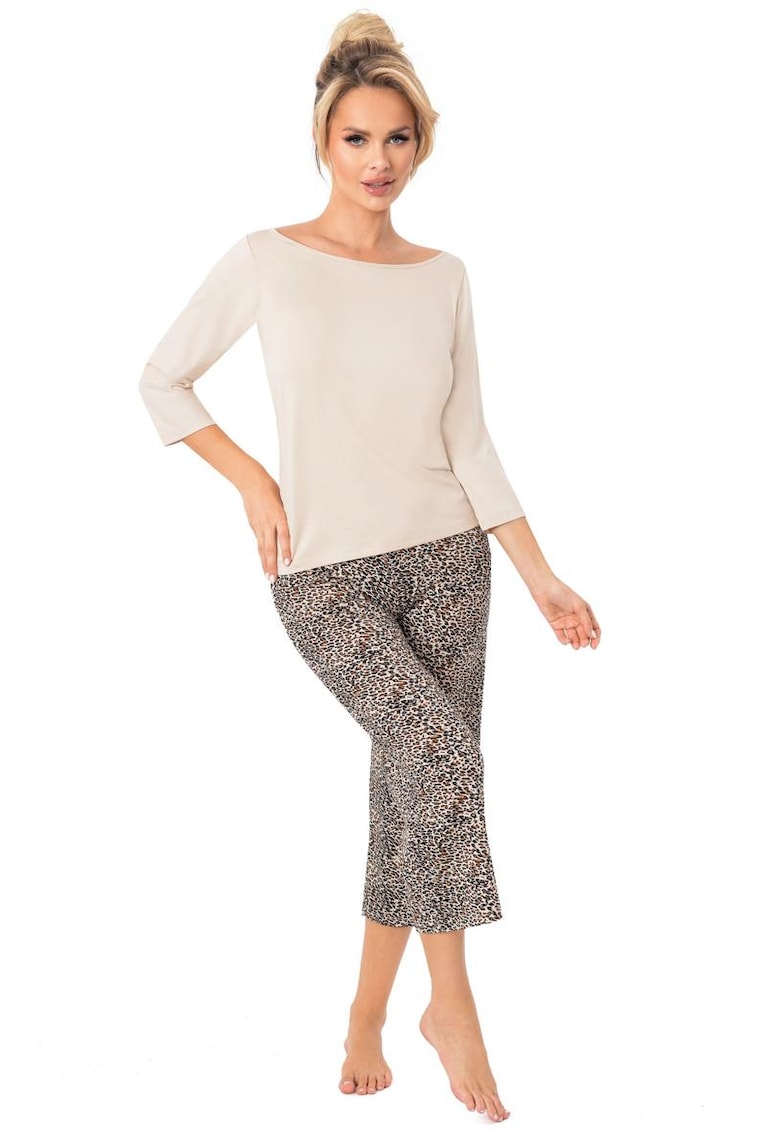 Pijama trei sferturi cu animal print Omari