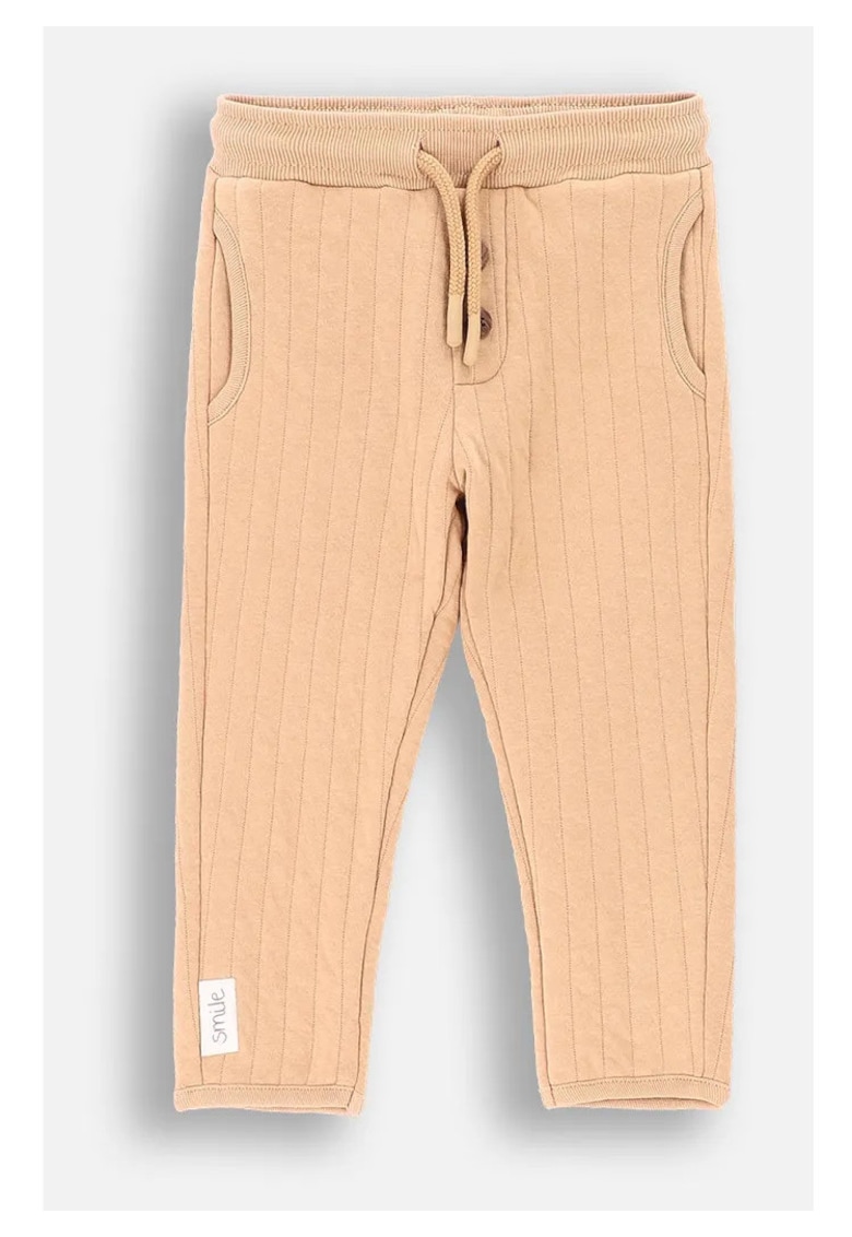 Pantaloni sport - ZC4121101SBN-002 - cu nasturi decorativi - bumbac - bej