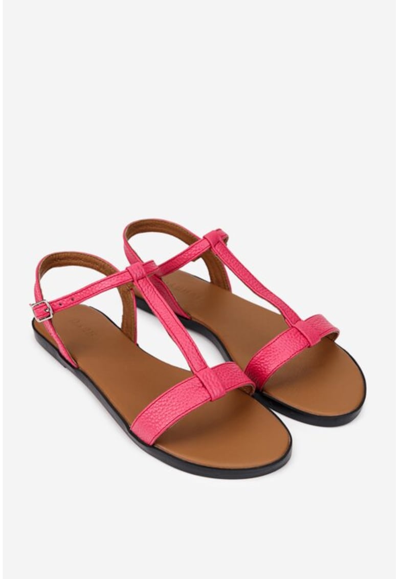 Sandale dama fuchsia din piele - Roz