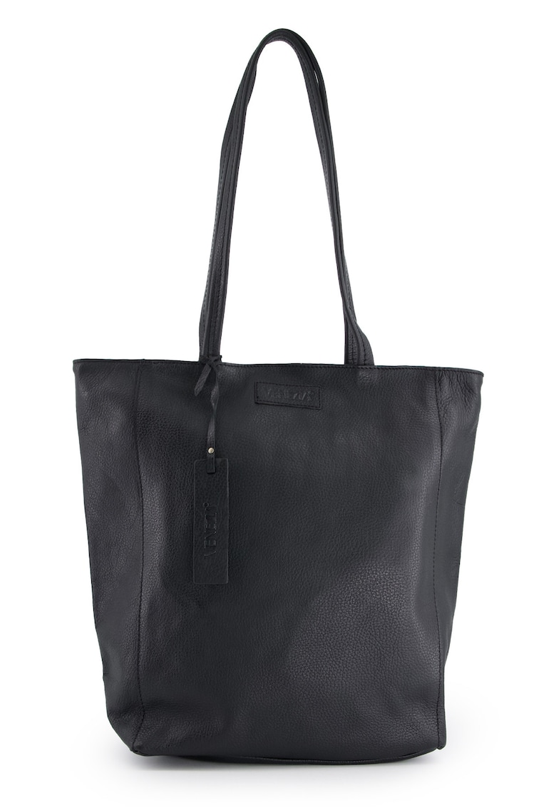 Geanta de cumparaturi din piele neagra cu logo in relief