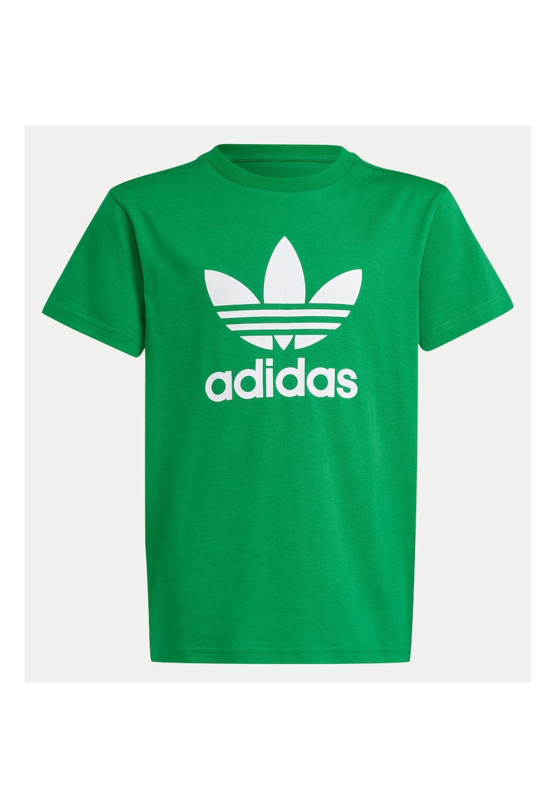 Tricou din bumbac cu logo si decolteu la baza gatului