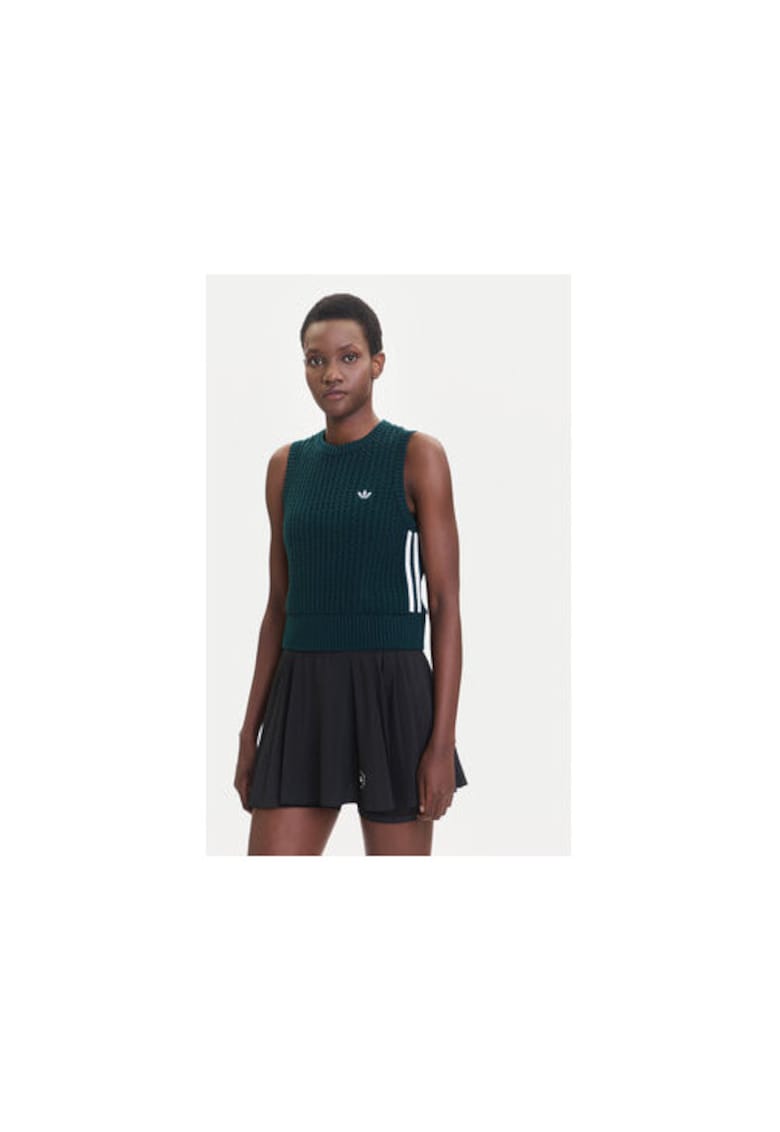 Top din bumbac cu logo frontal discret