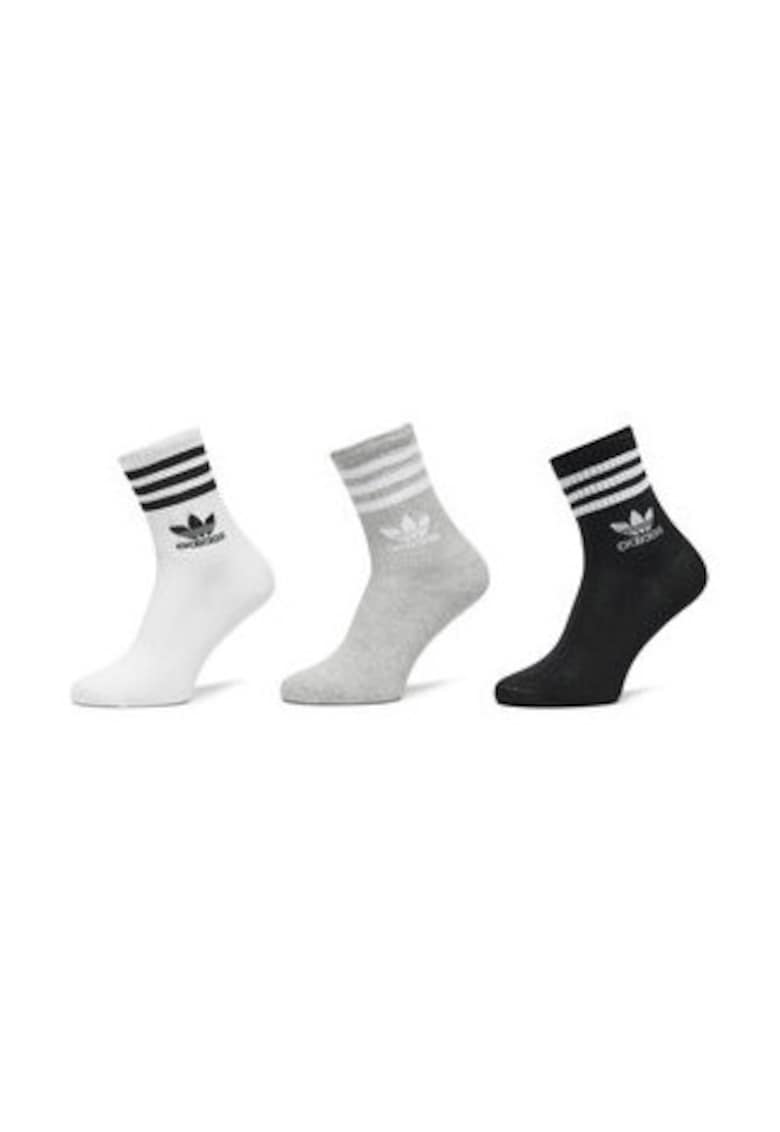 adidas Originals Set de sosete lungi - unisex - 3 perechi - Alb/Gri melange/Bleumarin