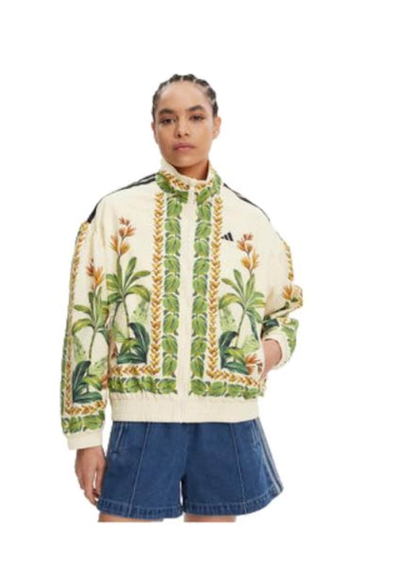 Jacheta cu imprimeu floral si inchidere cu fermoar