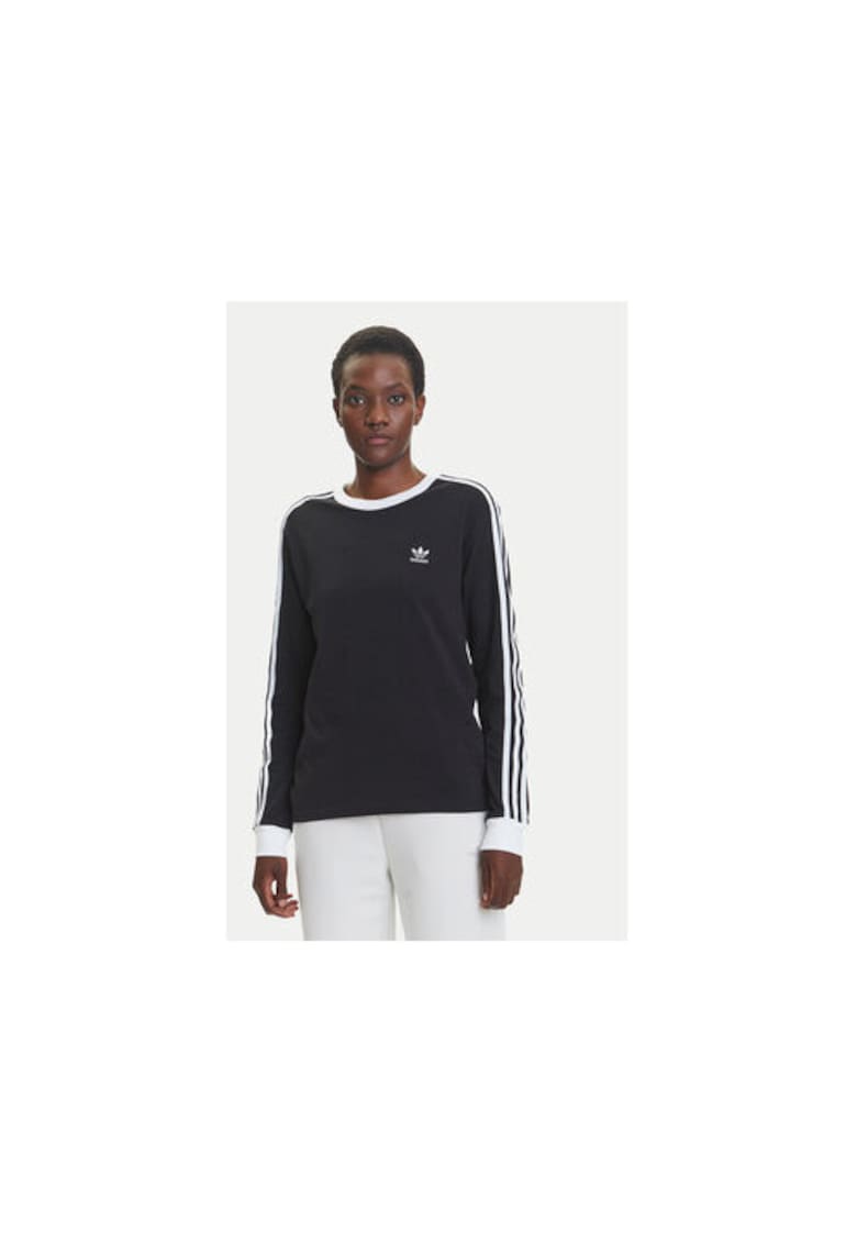 Bluza de trening din bumbac cu dungi contrastante si logo