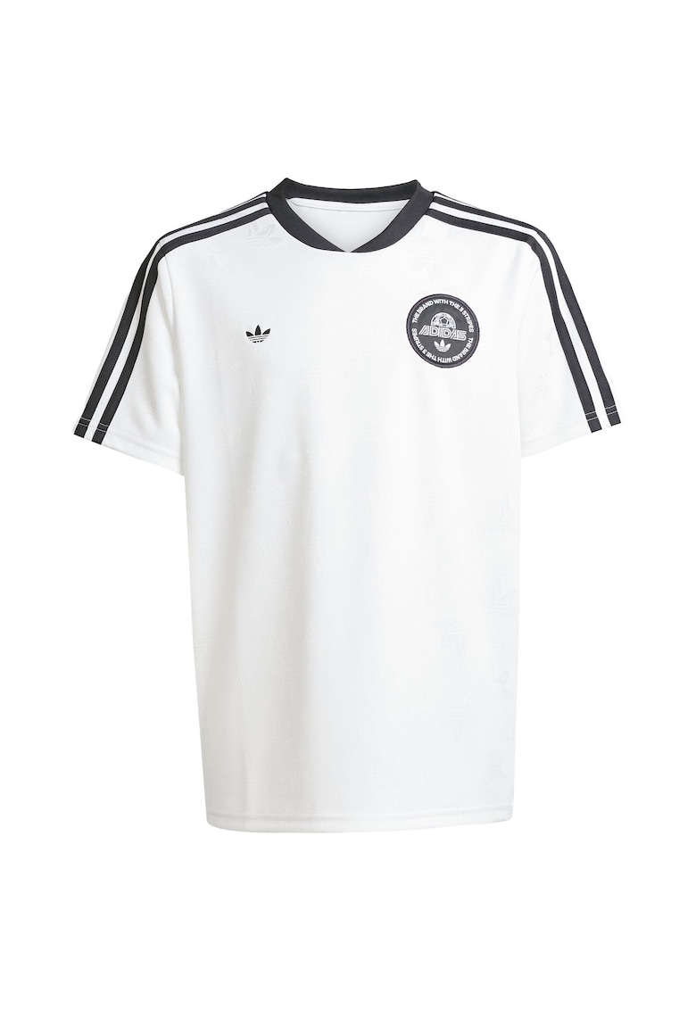 Tricou cu logo si dungi pe maneci