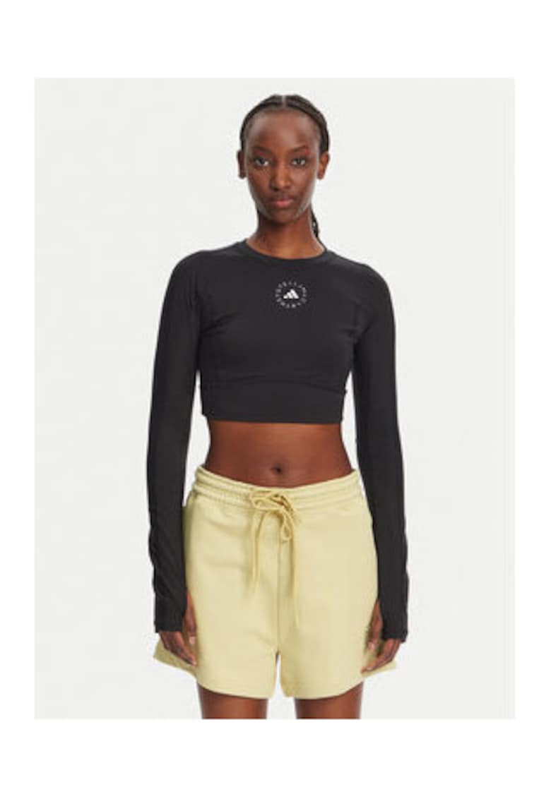 Bluza slim fit crop cu logo