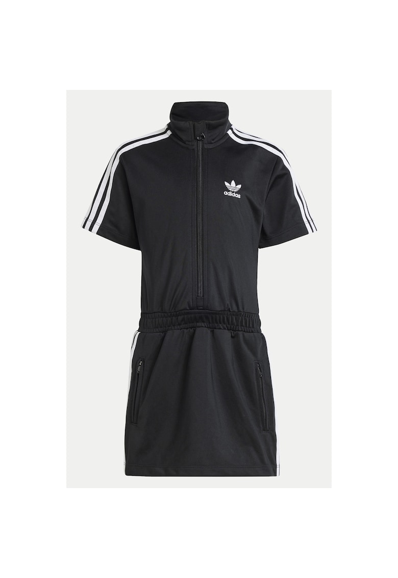 Rochie cu mânecă scurtă și guler cu imprimeu logo