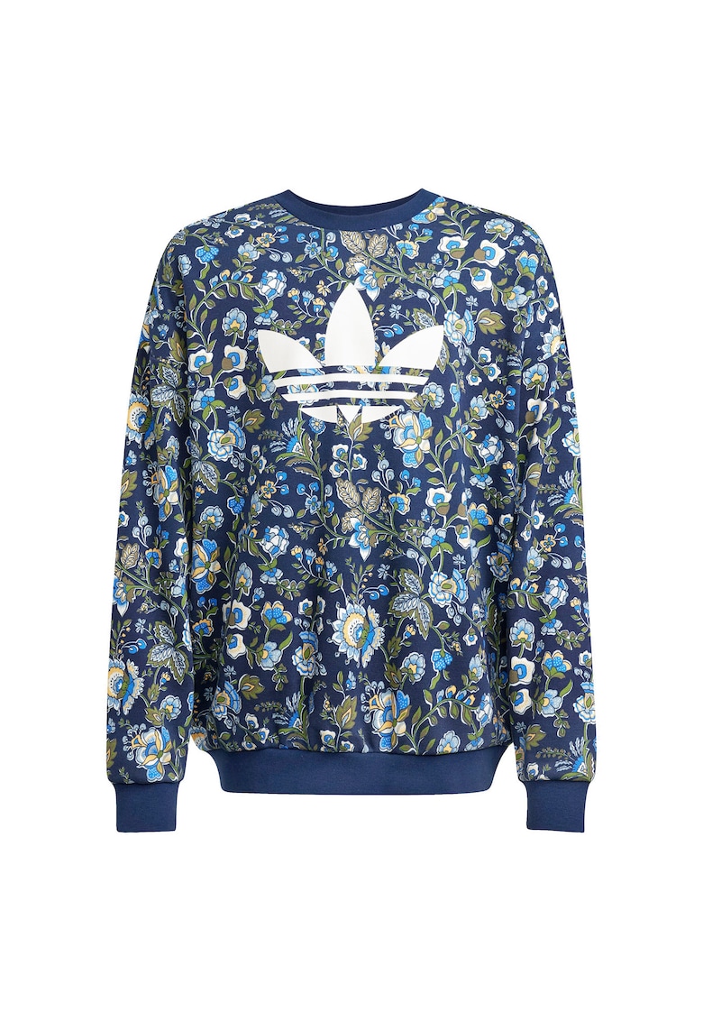 Bluza sport cu imprimeu floral si logo contrastant Bluza sport cu imprimeu floral si logo contrastant