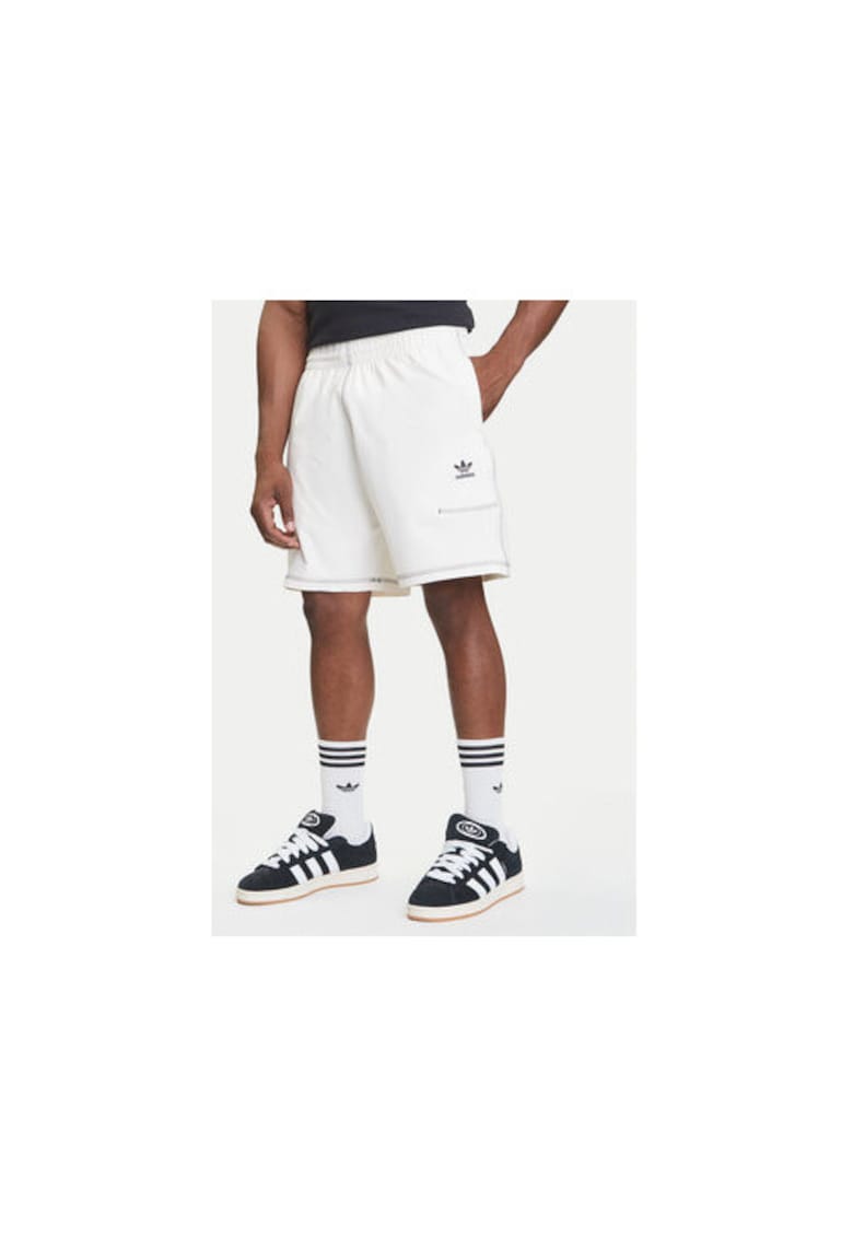 Pantaloni scurti de trening din poliester cu model grafic si logo -