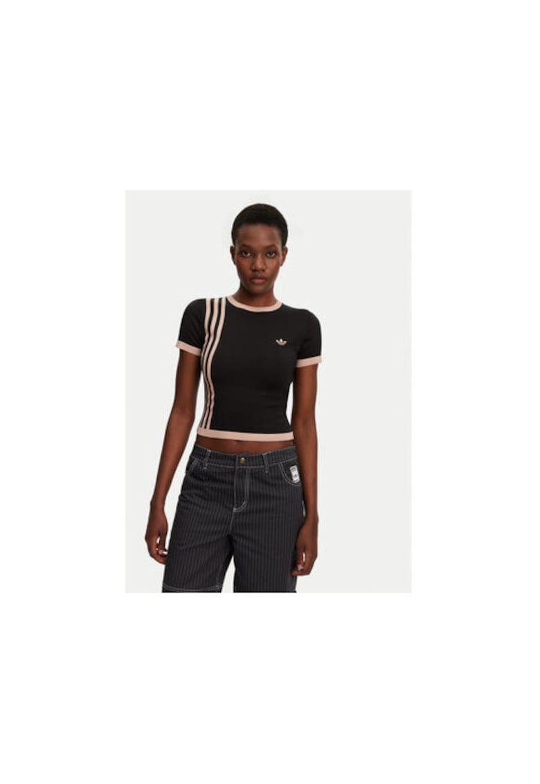 Tricou  crop cu model in dungi