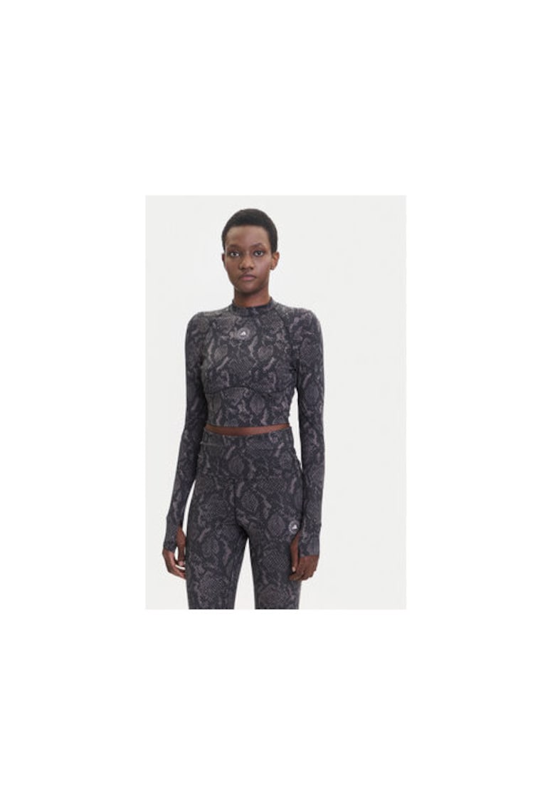 Bluza de fitness crop cu imprimeu de piele de sarpe