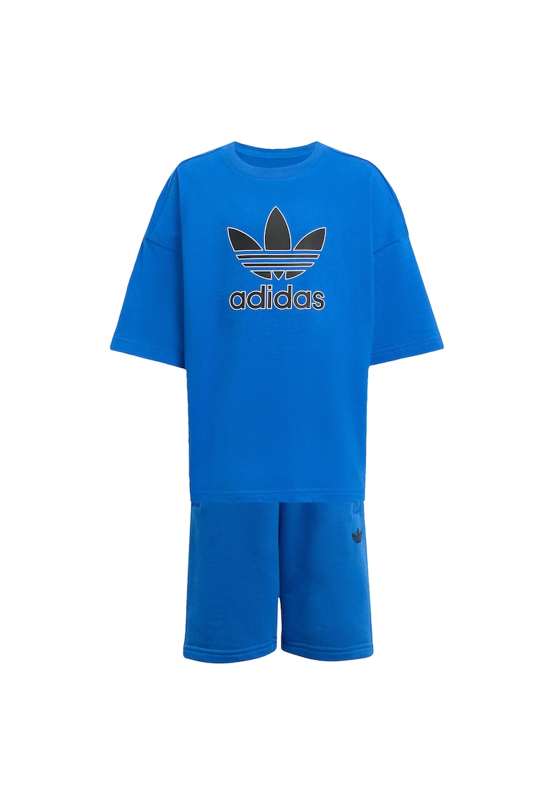 Set tricou si pantaloni scurti cu snur in talie si logo pe piept