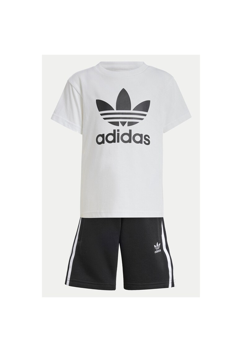 Set de tricou din bumbac si pantaloni scurti cu imprimeu logo - 2 piese -