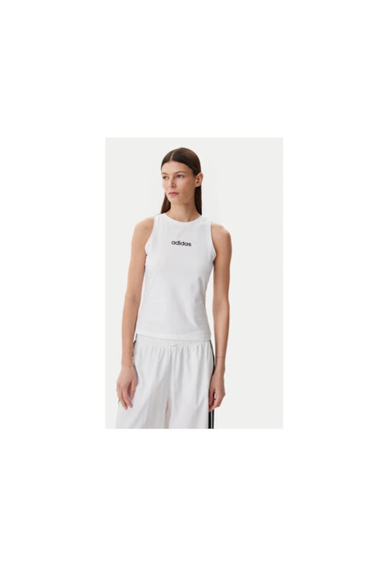 Top din bumbac fara maneci cu detaliu logo