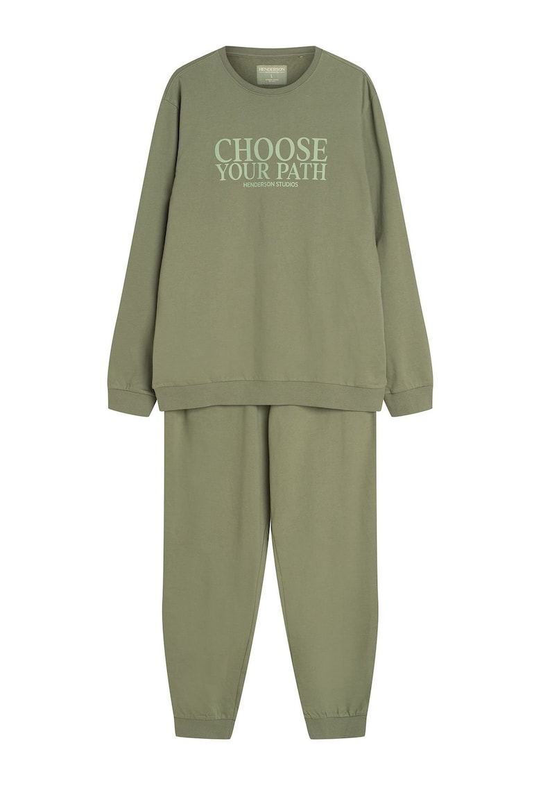 Costum barbati - de culoare kaki - este o optiune care combina stilul si confortul acasa - in culoarea kaki - Your Homewear