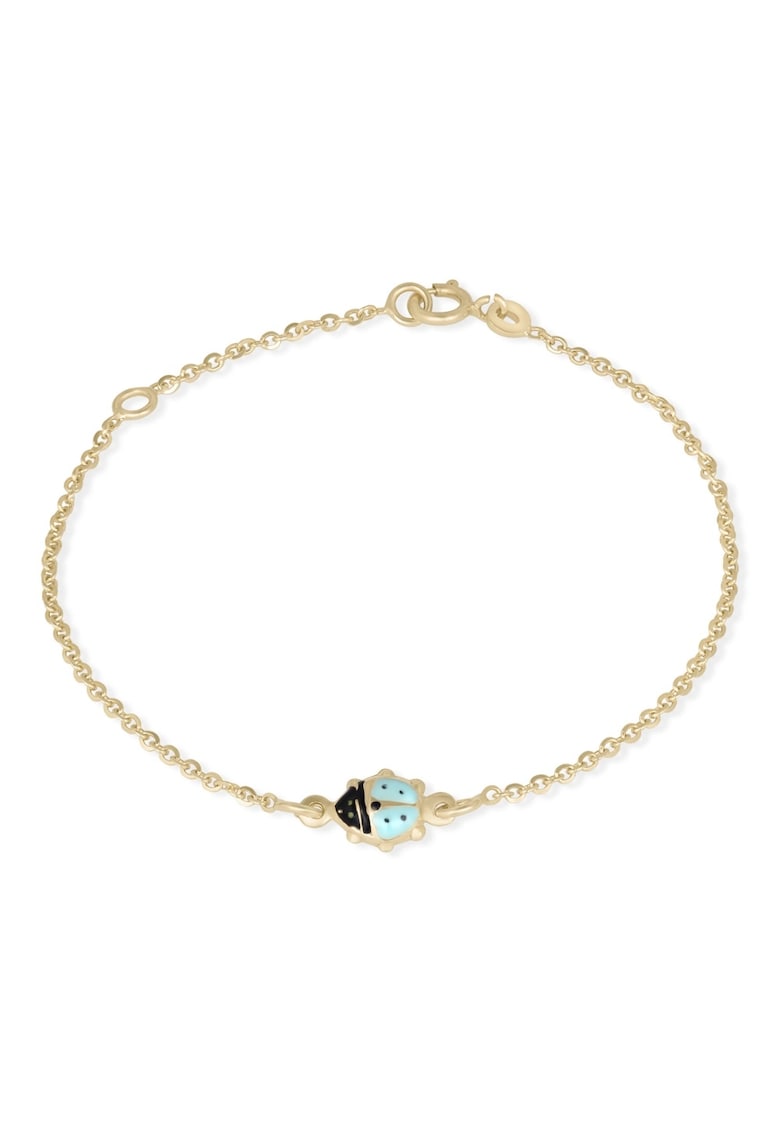 Bratara pentru Copii din Aur Galben de 14K cu Buburuza Turquoise Tiffany -