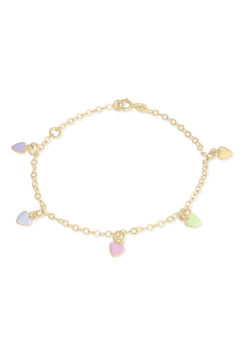 Bratara din Aur Galben de 14K pentru Copii cu Inimioare Colorate -
