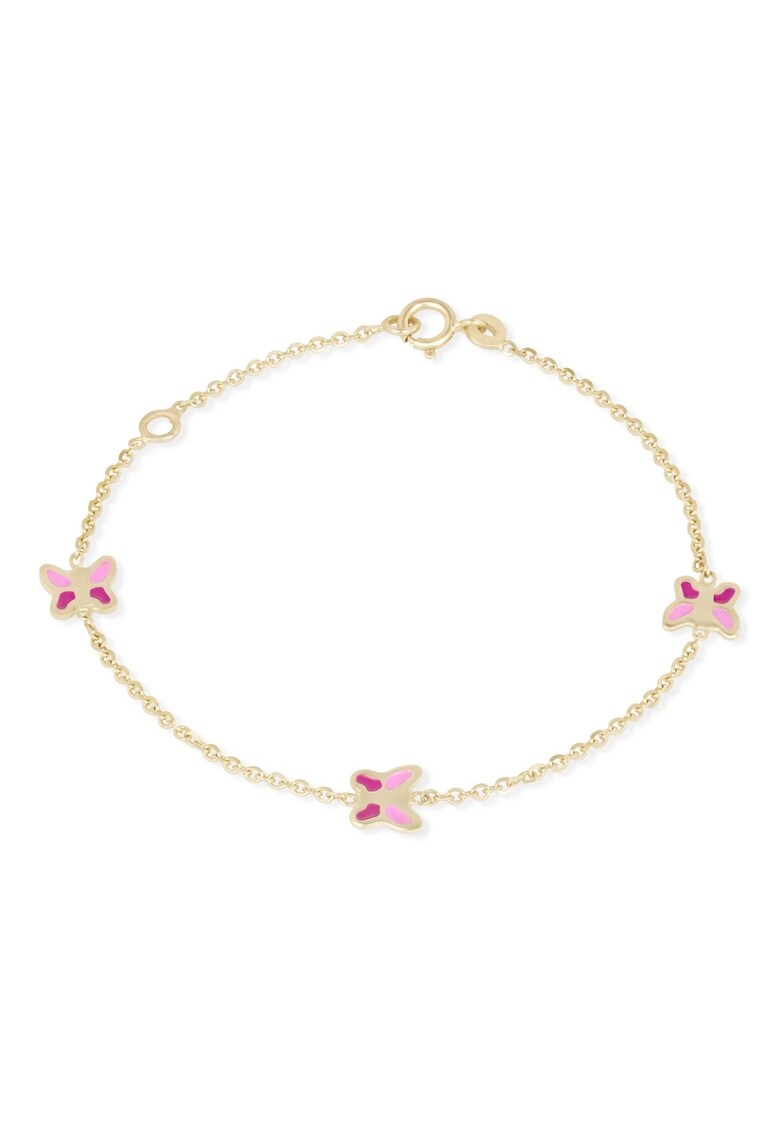 Bratara pentru Copii din Aur Galben de 14K cu Fluturi Rozf -