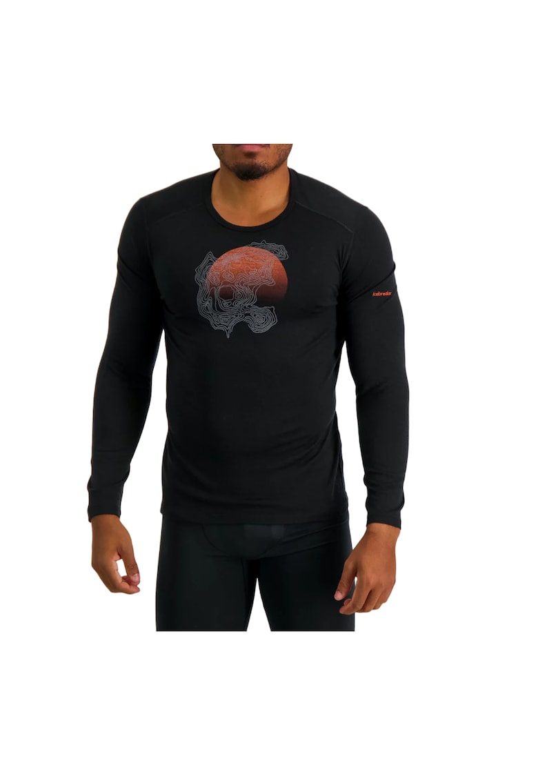 Bluza merino barbati 200 Oasis Crewe Thermal Ruapehu Round Negru - Negru