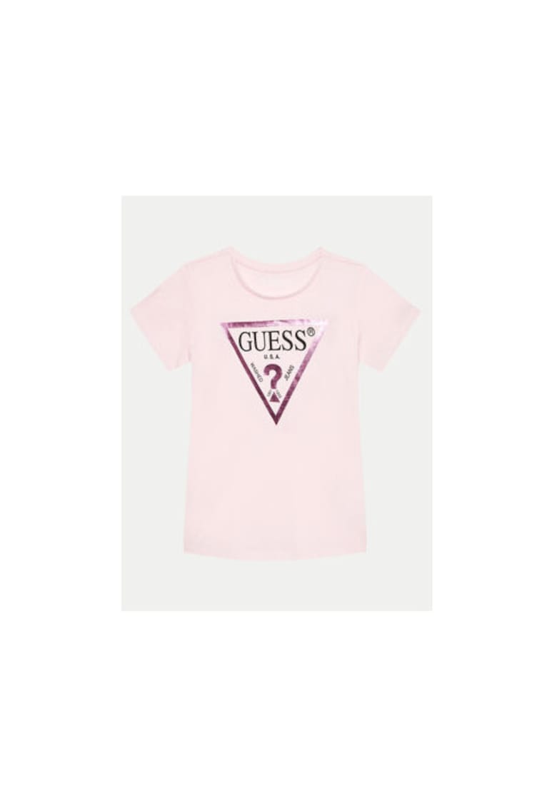 Tricou din bumbac cu decolteu rotund si imprimeu logo