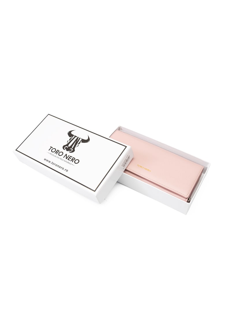 Portofel femei din piele naturala roz pudra Reset