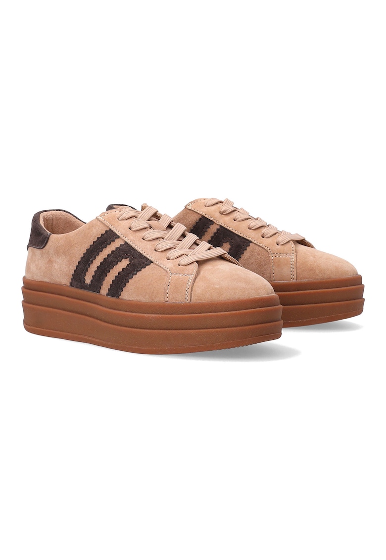 Pantofi sport flatform din piele intoarsa