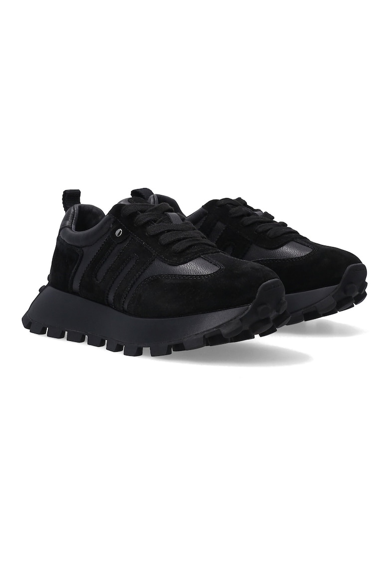 Pantofi sport din piele naturala cu insertii din piele intoarsa - Pantofi sport din piele naturala cu insertii din piele intoarsa -