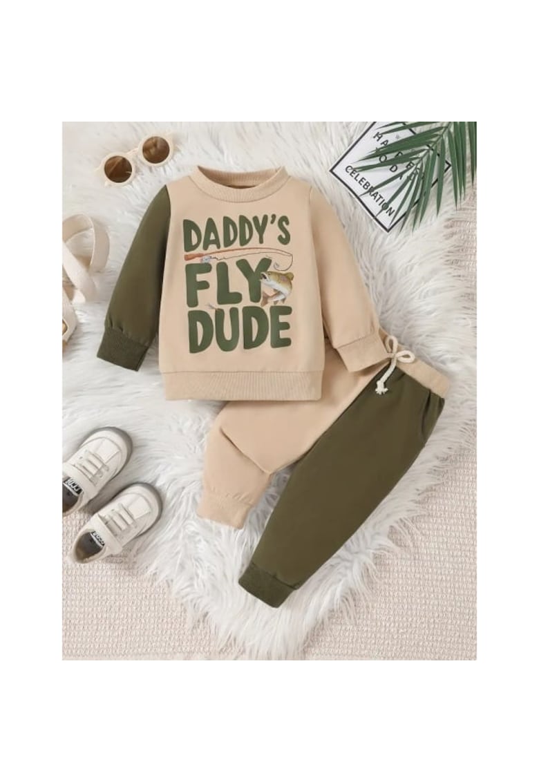 Compleu Model AL 21061 Daddy's fly dude - Pentru Bebelusi - Baieti - 6-9 luni - Multicolor -