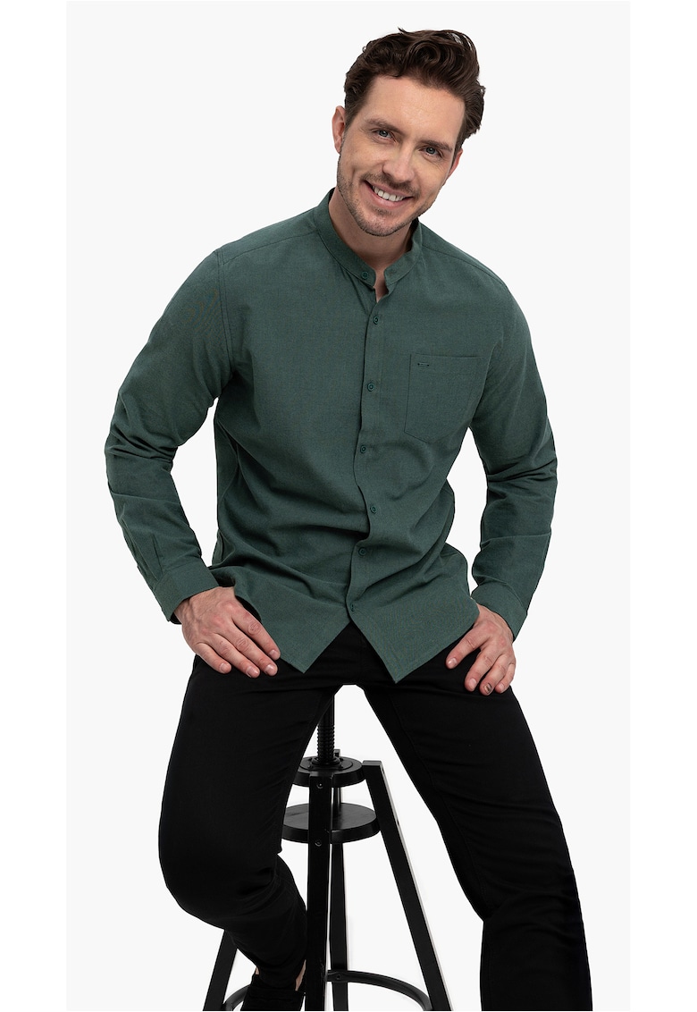 Camasa slim fit din bumbac - maneci lungi - K-Lange - Verde - Verde