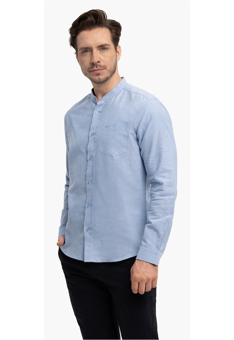 Camasa slim fit din bumbac - maneci lungi - K-Lange - Albastru deschis